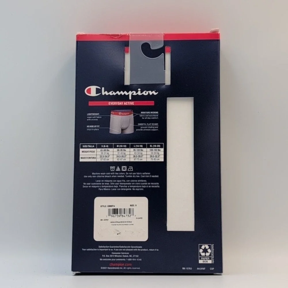 Champion Boys S 4-Pack Performance‎ Boxer Brief Size Small Gray/Black - New